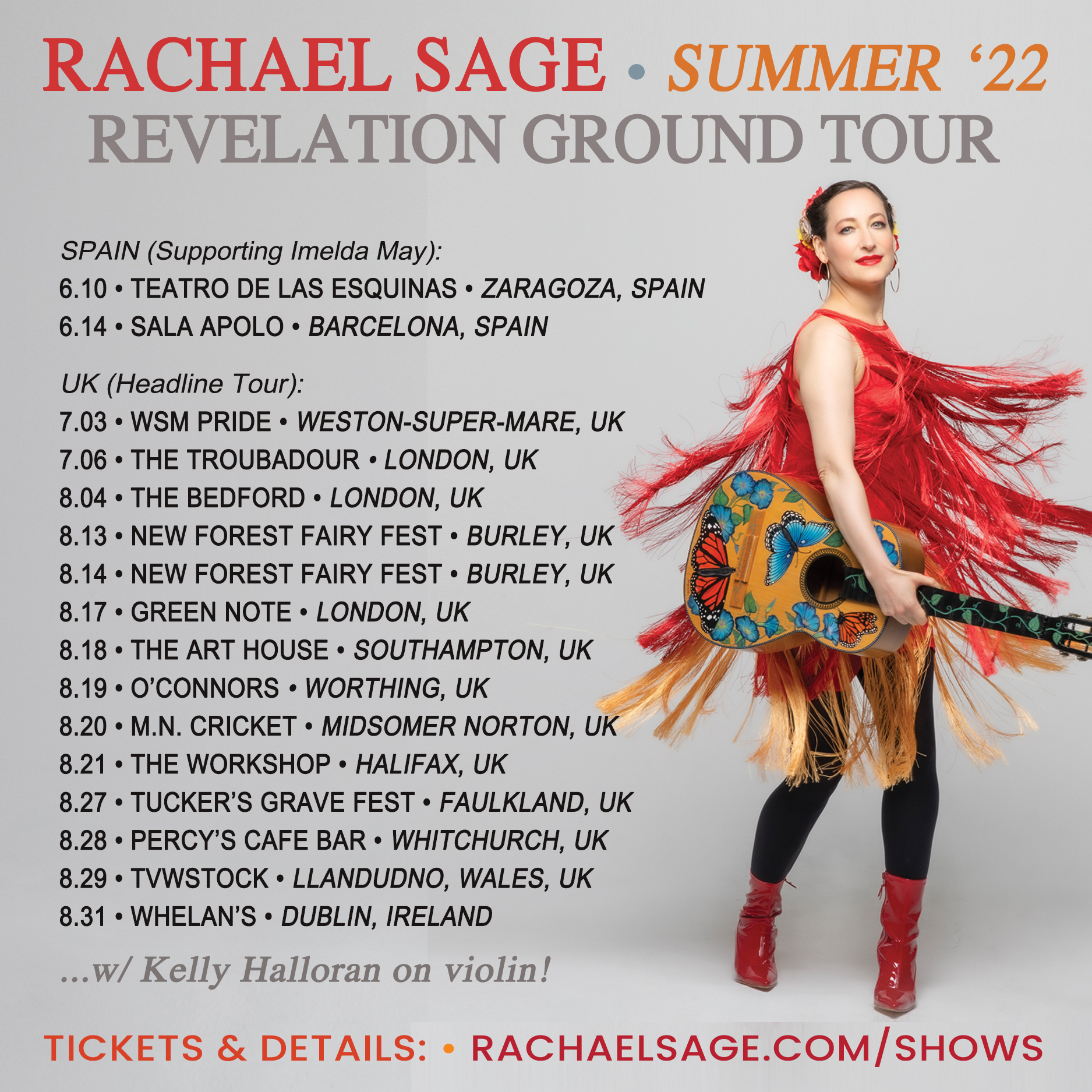 Rachael Sage Summer 2022 Spain & UK Tour Dates