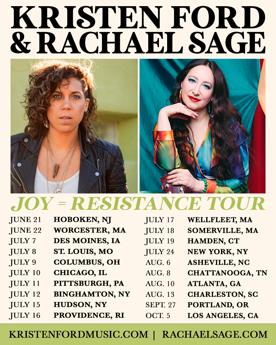 Rachael Sage + Kristen Ford 'Joy=Resistance' Tour