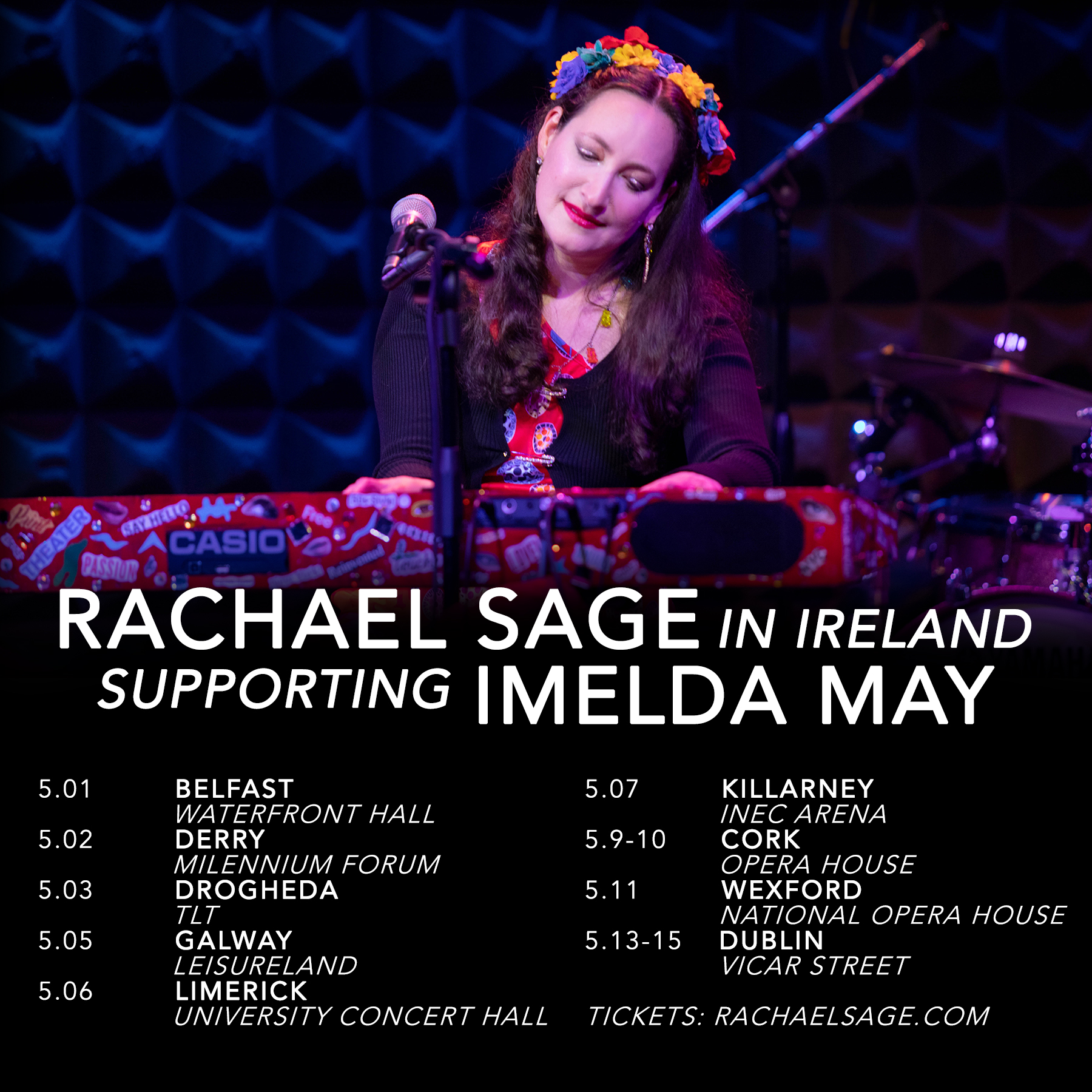 Rachael Sage On Tour Supporting Imelda May In Ireland, May 2022