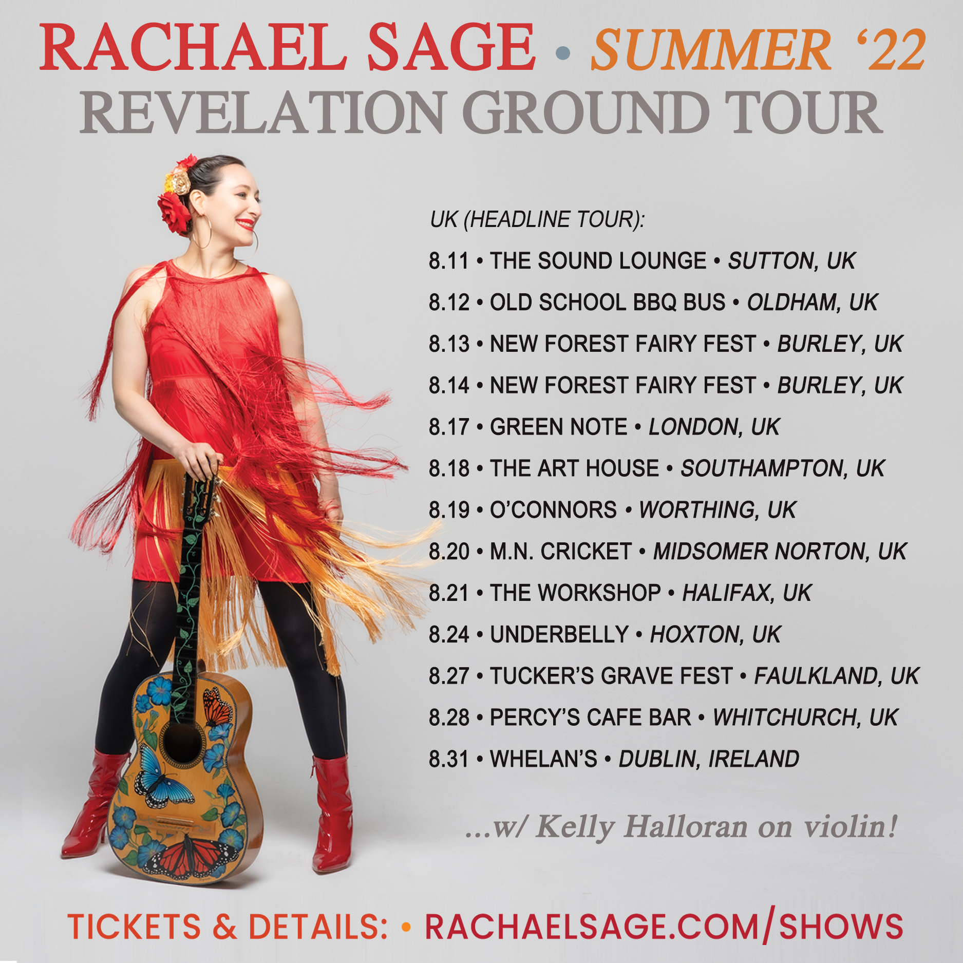 Rachael Sage UK Summer 2022 Headlining Tour
