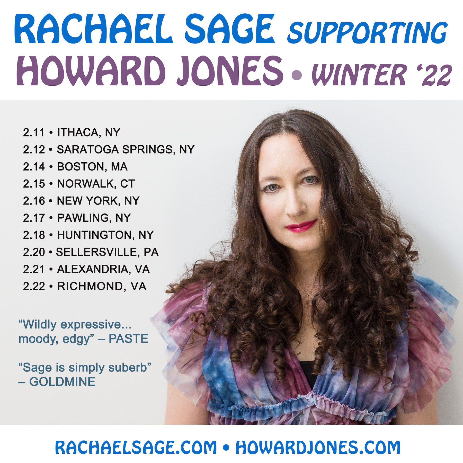 Rachael Sage Tour Dates With Howard Jones