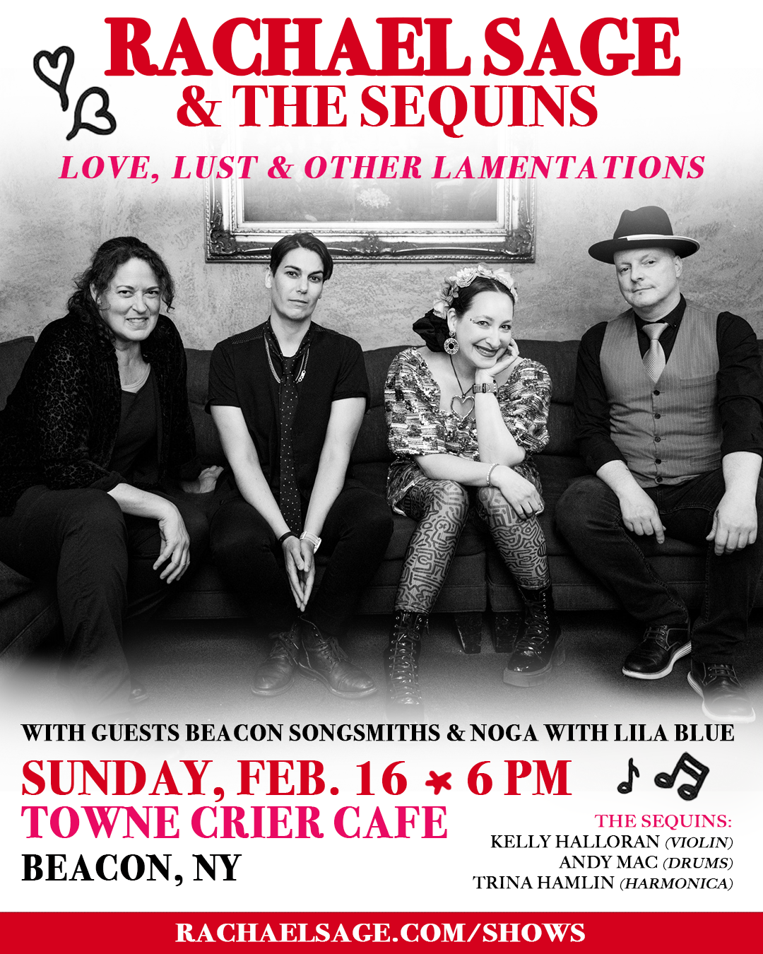 Rachael Sage & The Sequins at the Towne Crier February 16 2025