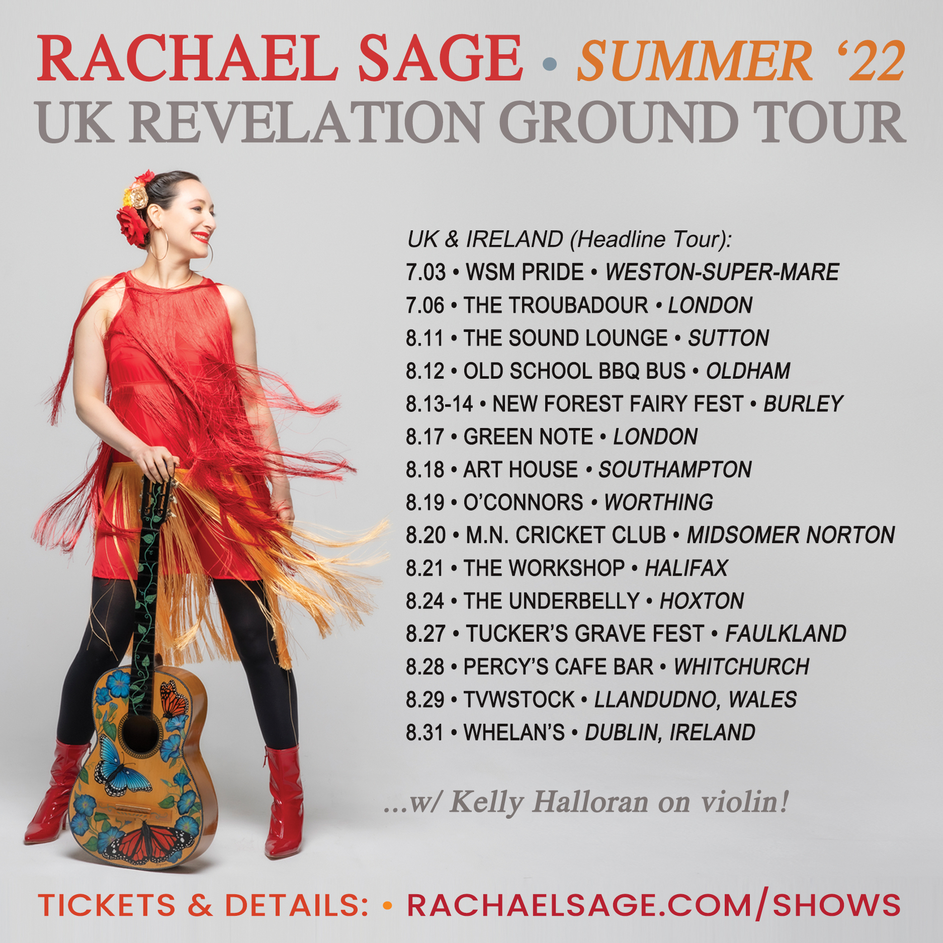 Rachael Sage UK Summer 2022 Headlining Tour