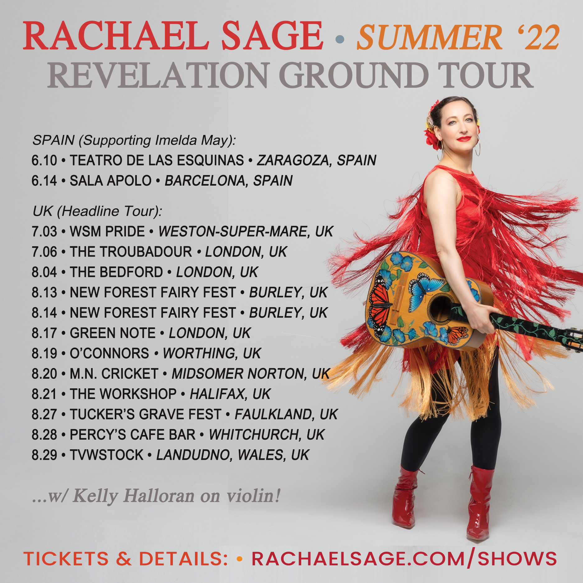 Rachael Sage On Tour Supporting Imelda May In Spain, June 2022