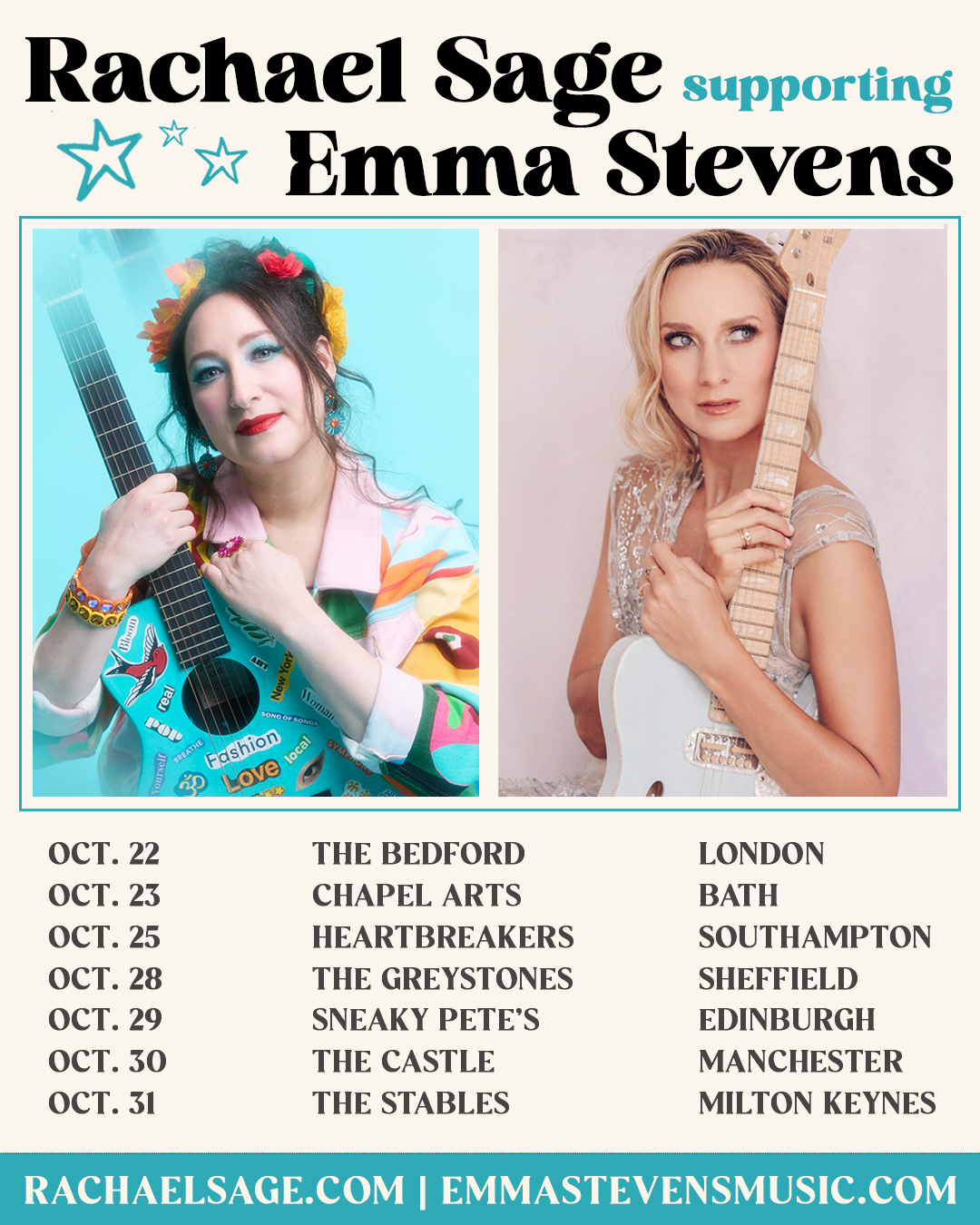 Rachael Sage on tour with Emma Stevens October 2026