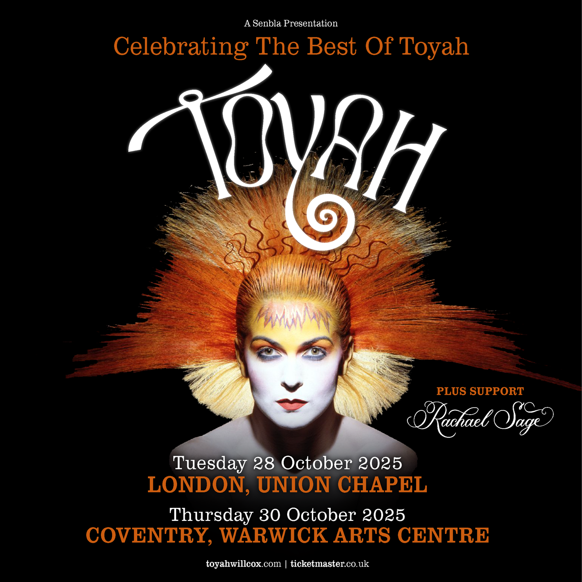 Toyah UK Tour Dates with support by Rachael Sage